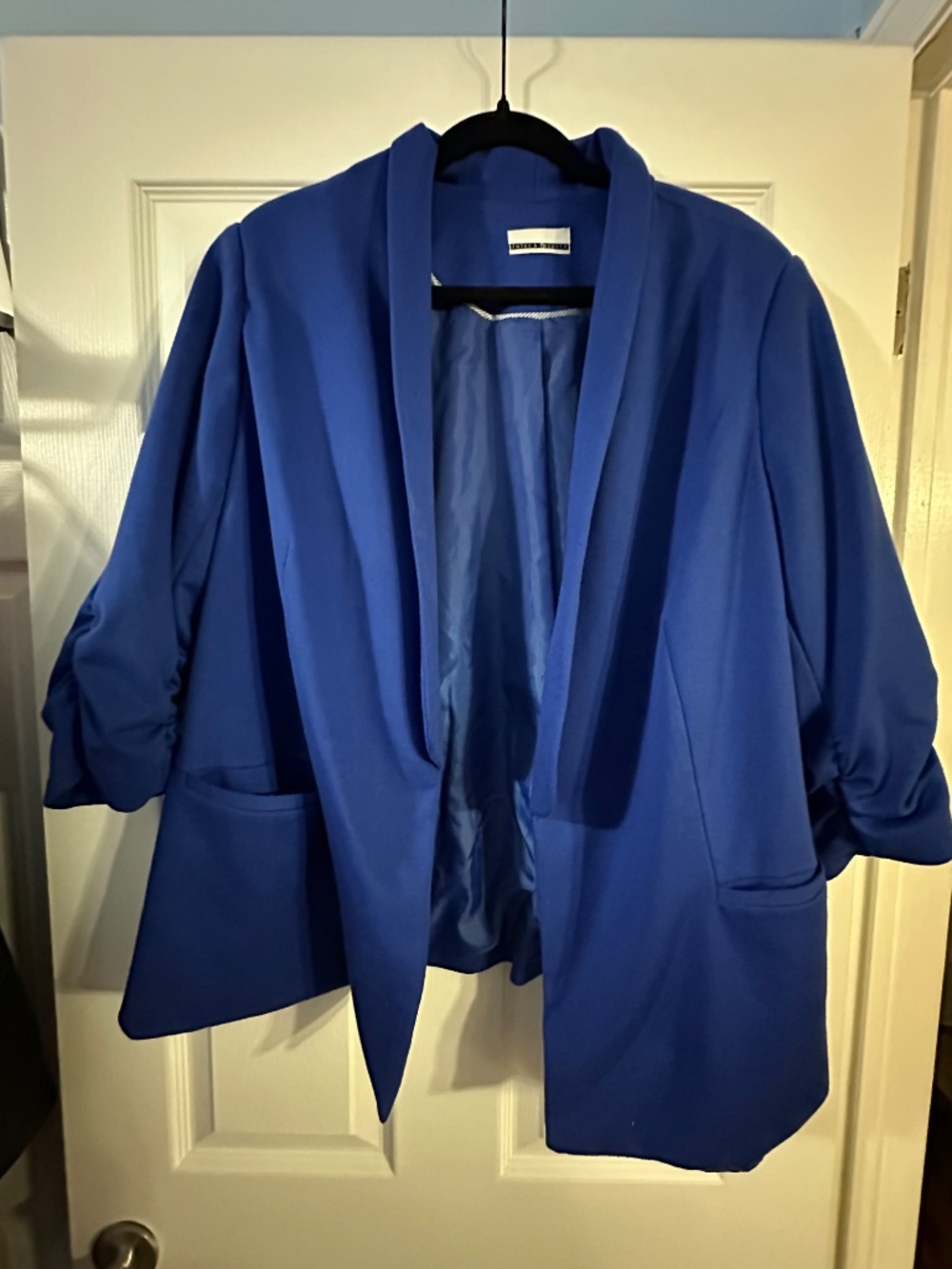 Plus Size Royal Blue Blazer 2X Jules & Leopold Open Front Lined Work Office Wear - Picture 3 of 8
